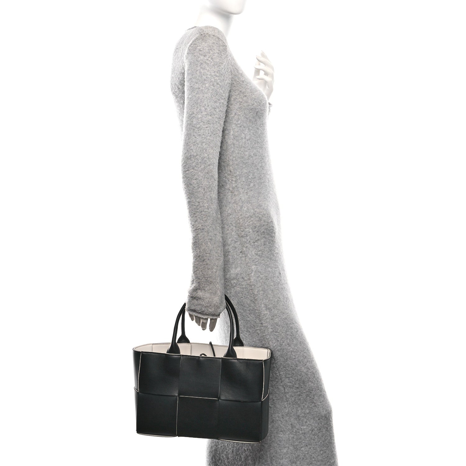 Bottega Veneta Nappa Maxi Intrecciato Small Arco Tote Black White 2 of 9