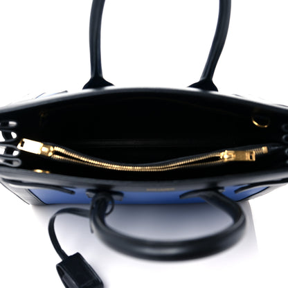 Saint Laurent Calfskin Bi-Color Small Sac De Jour Royal Blue Black 4 of 8