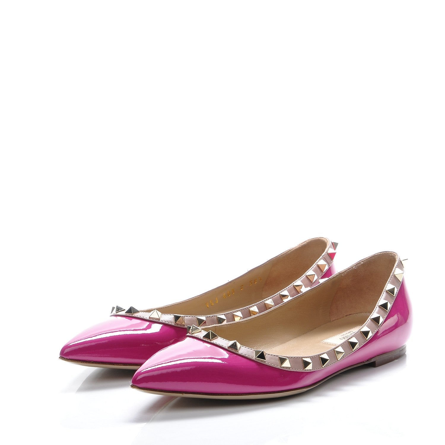 Valentino Garavani Patent Nappa Rockstud Ballerina Flats 38.5 Fuxia Poudre 3 of 8