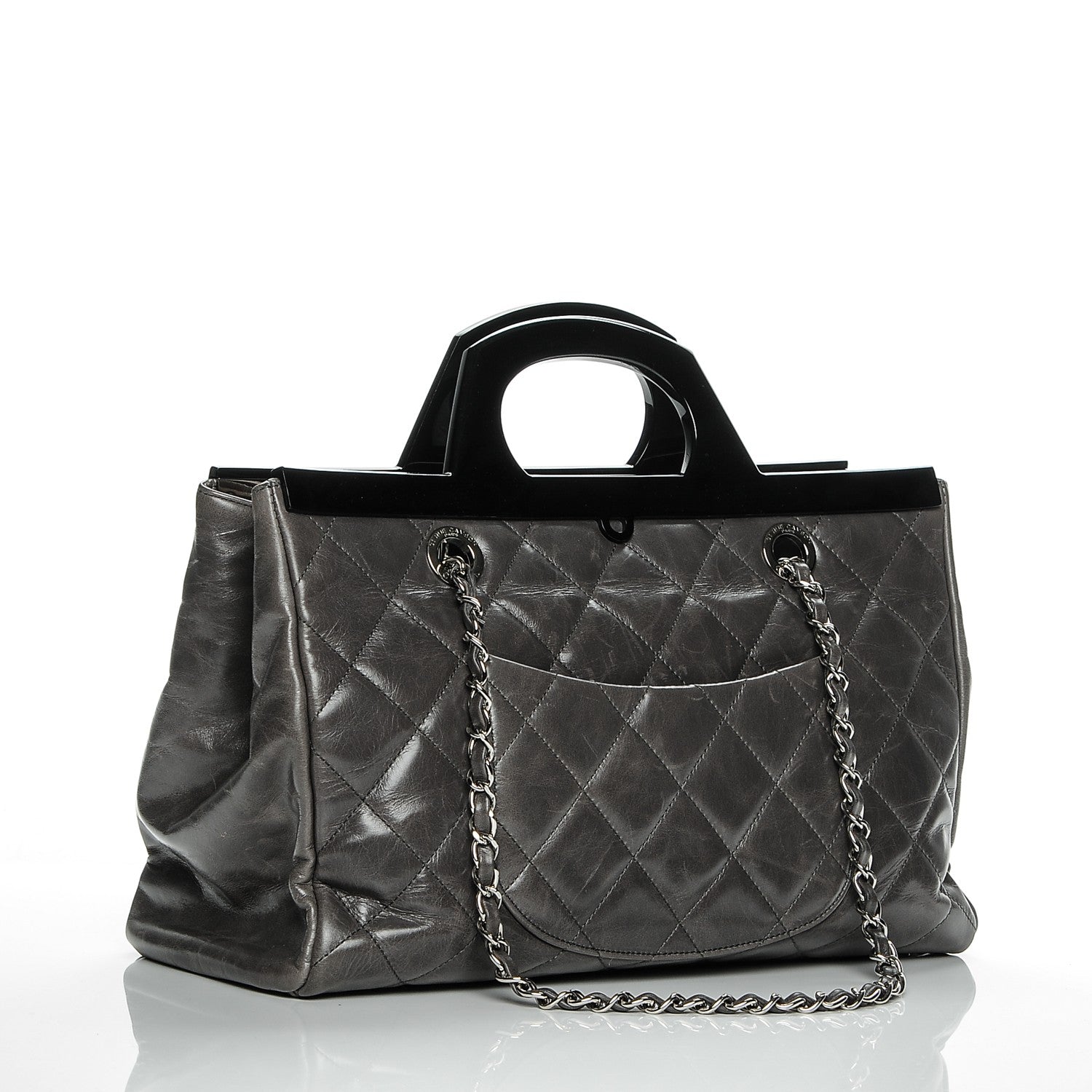 Chanel Glazed Calfskin Quilted Small CC Delivery Tote Grey 3 of 7