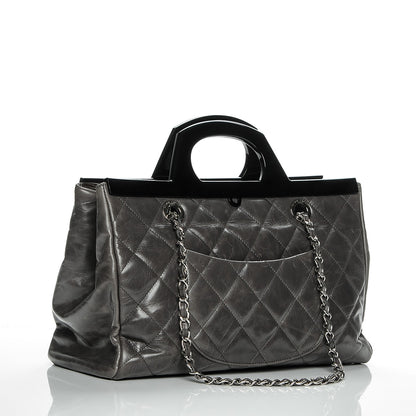 Chanel Glazed Calfskin Quilted Small CC Delivery Tote Grey 3 of 7