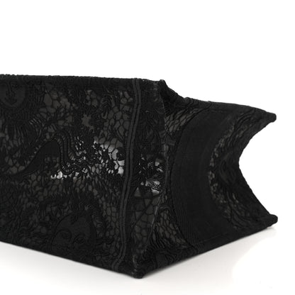 Christian Dior Canvas Embroidered Mesh Macrame Medium Toile de Jouy Soleil Book Tote Black 10 of 10