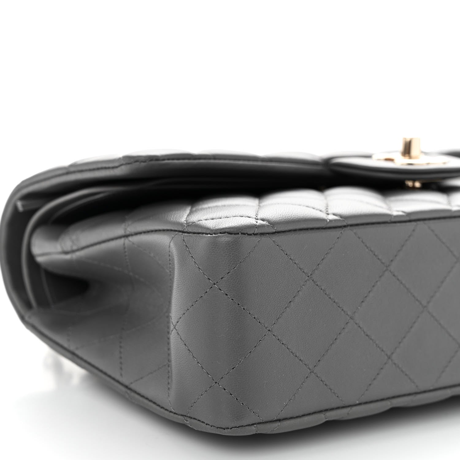 Chanel Lambskin Quilted Medium Double Flap Dark Grey 8 of 10