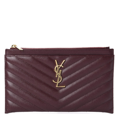 Saint Laurent Grain De Poudre Chevron Monogram Bill Pouch Palissandre 1 of 12