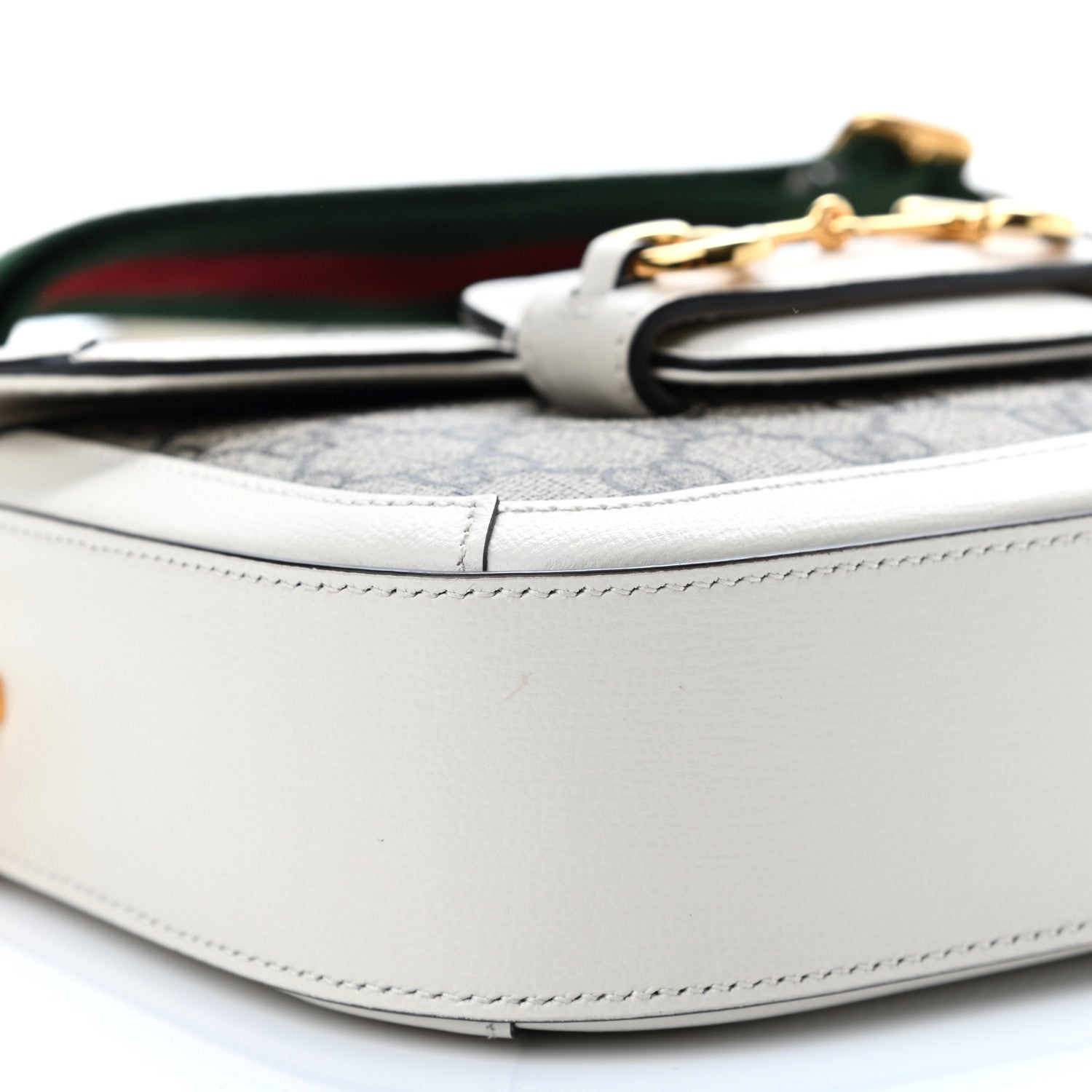 Gucci GG Supreme Monogram Web Mini Horsebit 1955 Shoulder Bag Beige Mystic White 10 of 11