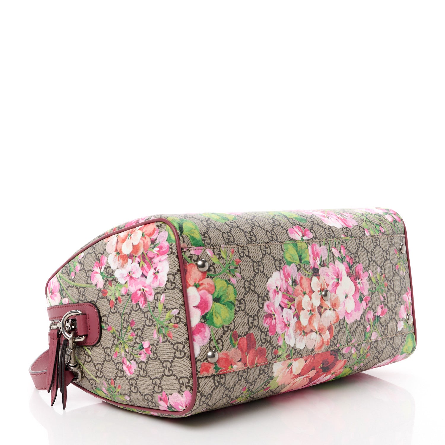 Gucci GG Supreme Monogram Blooms Medium Boston Beige Multicolor Dry Rose 4 of 12