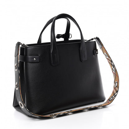 Burberry Grainy Calfskin House Check Medium Banner Tote Black 4 of 12