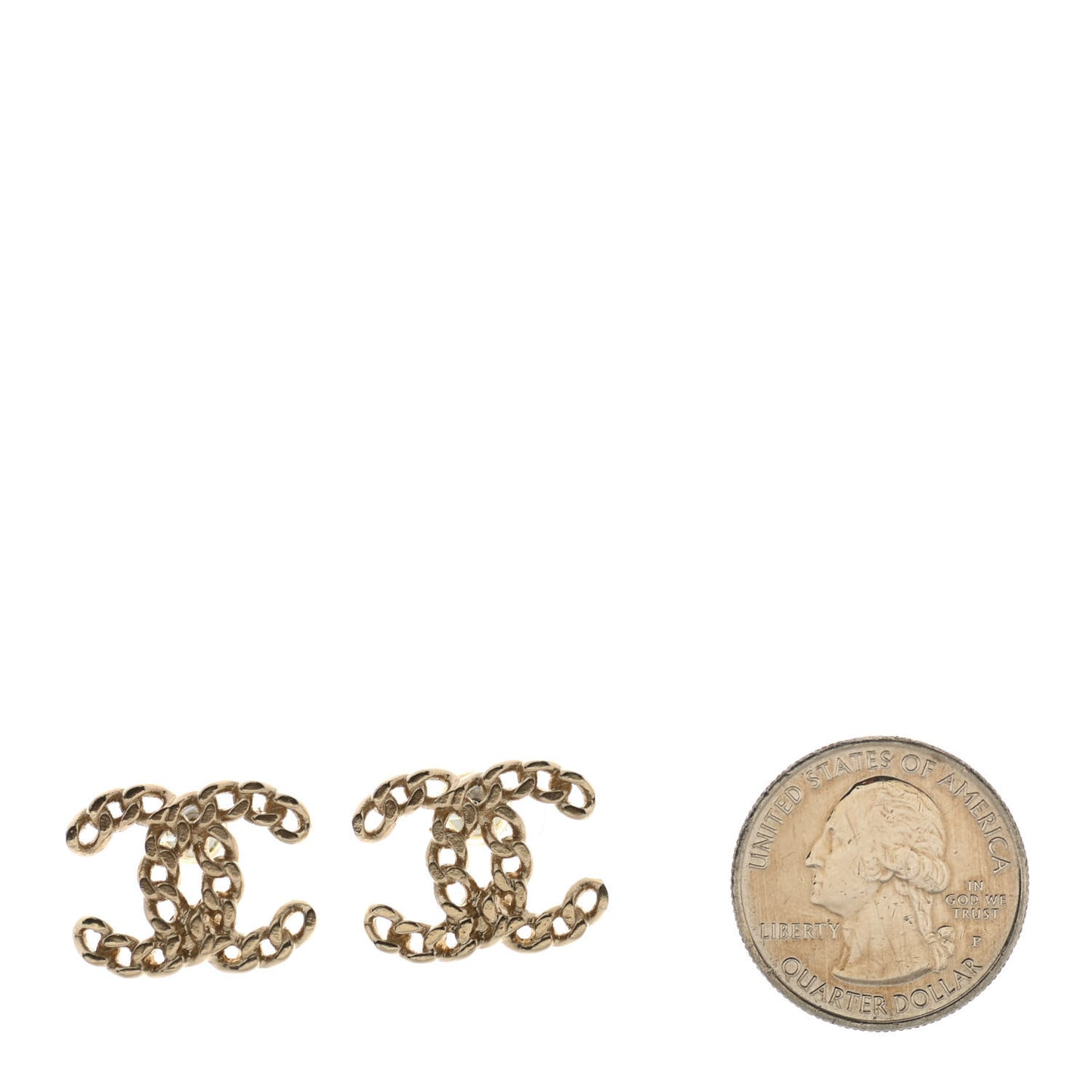 Metal Chain Link CC Earrings Gold