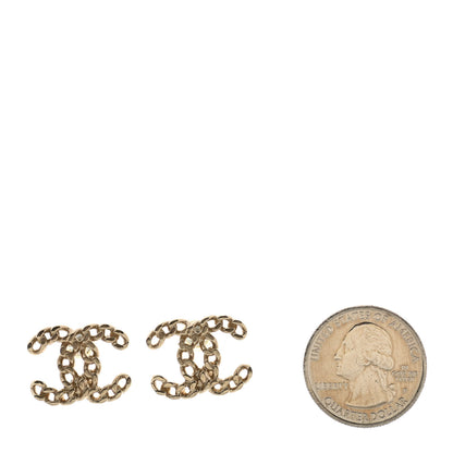 Chanel Metal Chain Link CC Earrings Gold 2 of 4