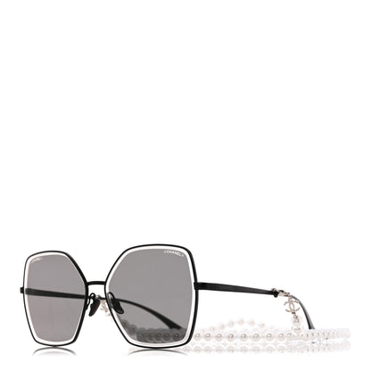 Chanel Metal Butterfly Removable Pearl Chain Sunglasses 4262 Black 1 of 8