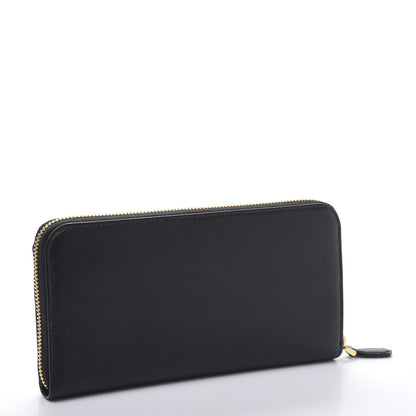Prada Saffiano Metal Zip Around Wallet Black 3 of 9