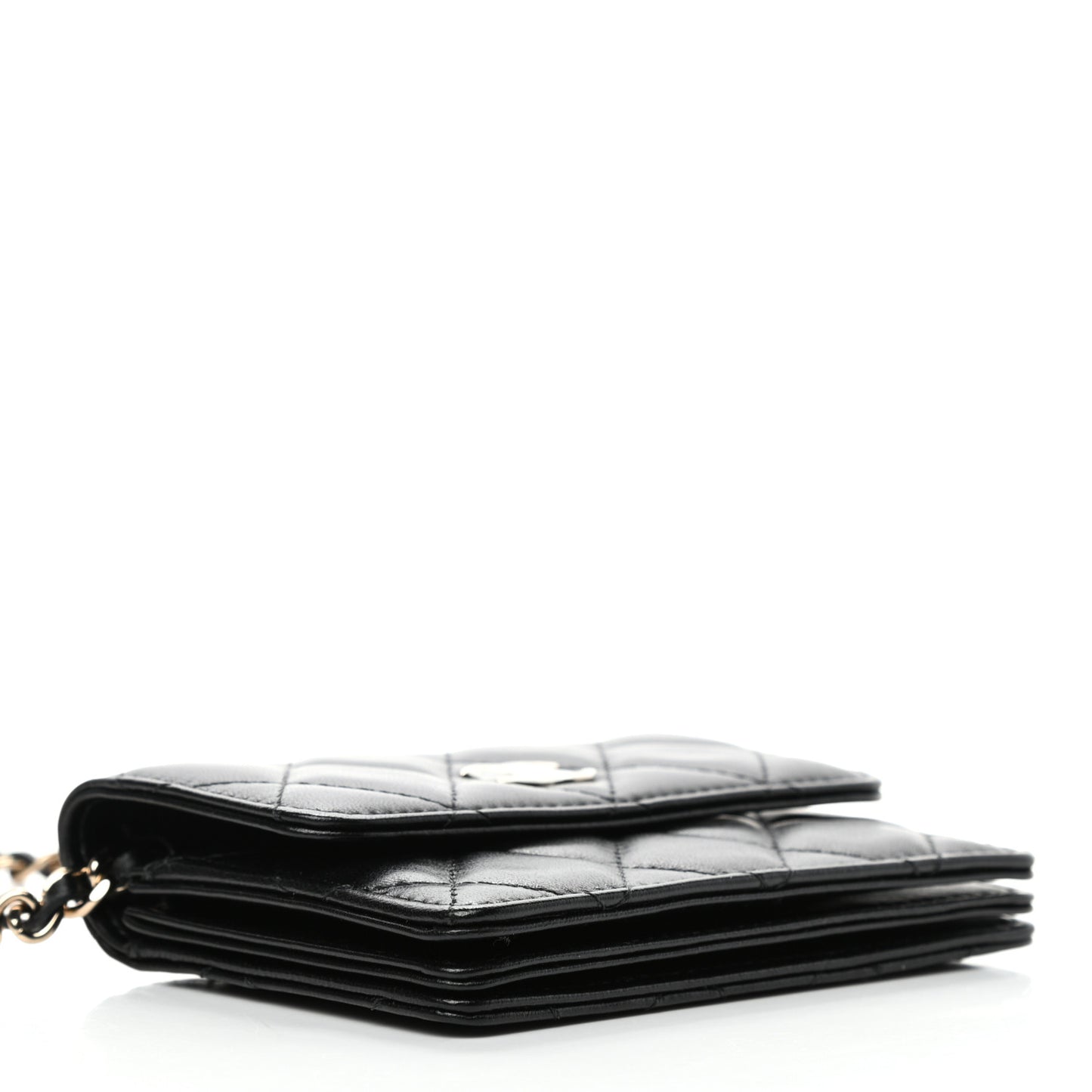 Lambskin Quilted My Chanel Lady Card Holder On Chain Black