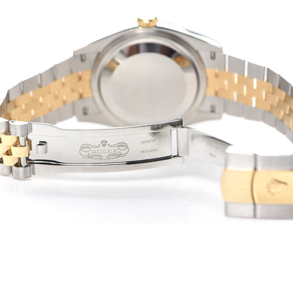 Rolex Stainless Steel 18K Yellow Gold Diamond 36mm Oyster Perpetual Datejust Watch Olive Green Roman 126233 4 of 5