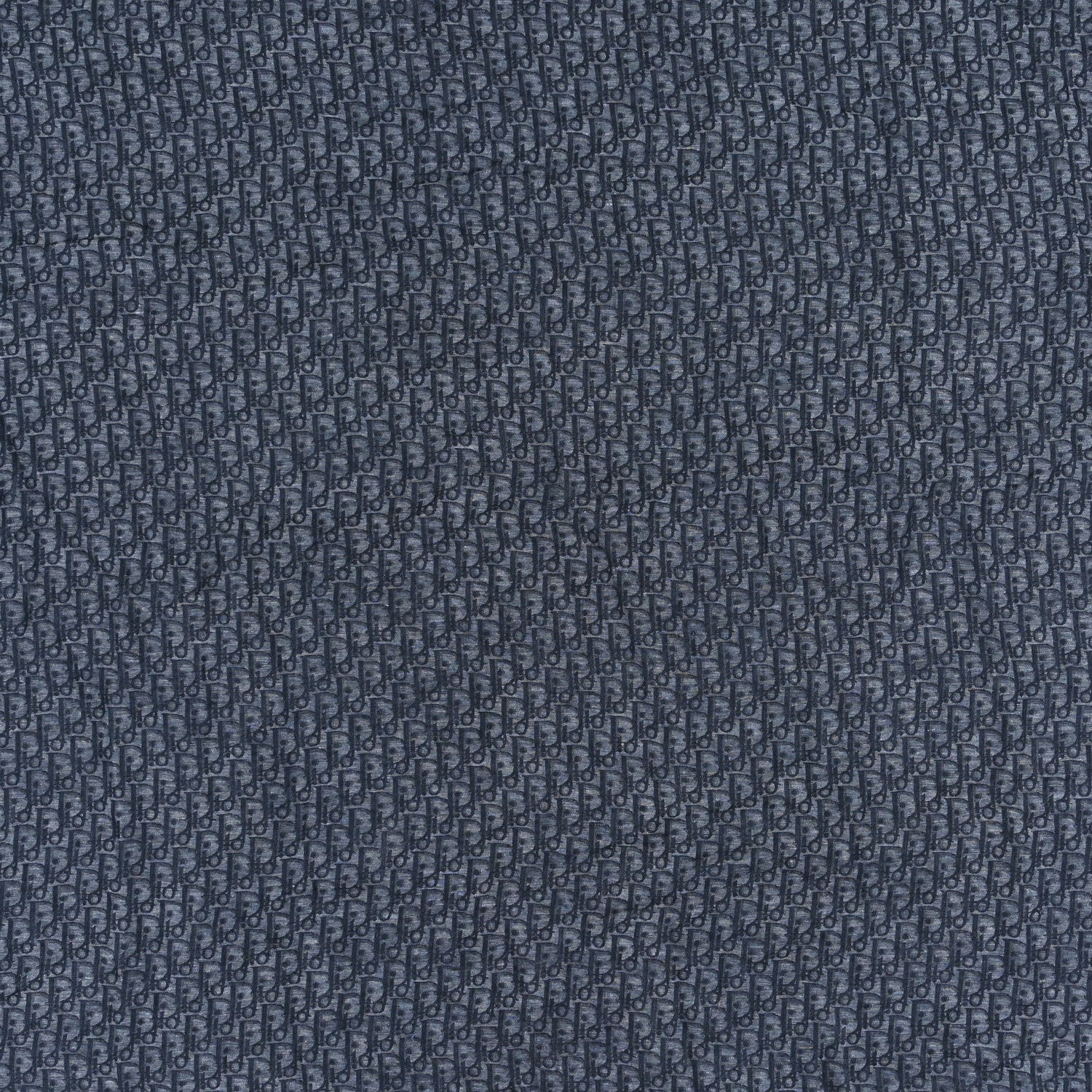 Christian Dior Wool Silk Cotton Oblique Fringe Scarf Navy Blue 3 of 3
