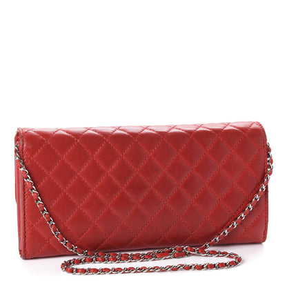 Chanel Lambskin Quilted Chain Clutch Flap Red 3 of 17