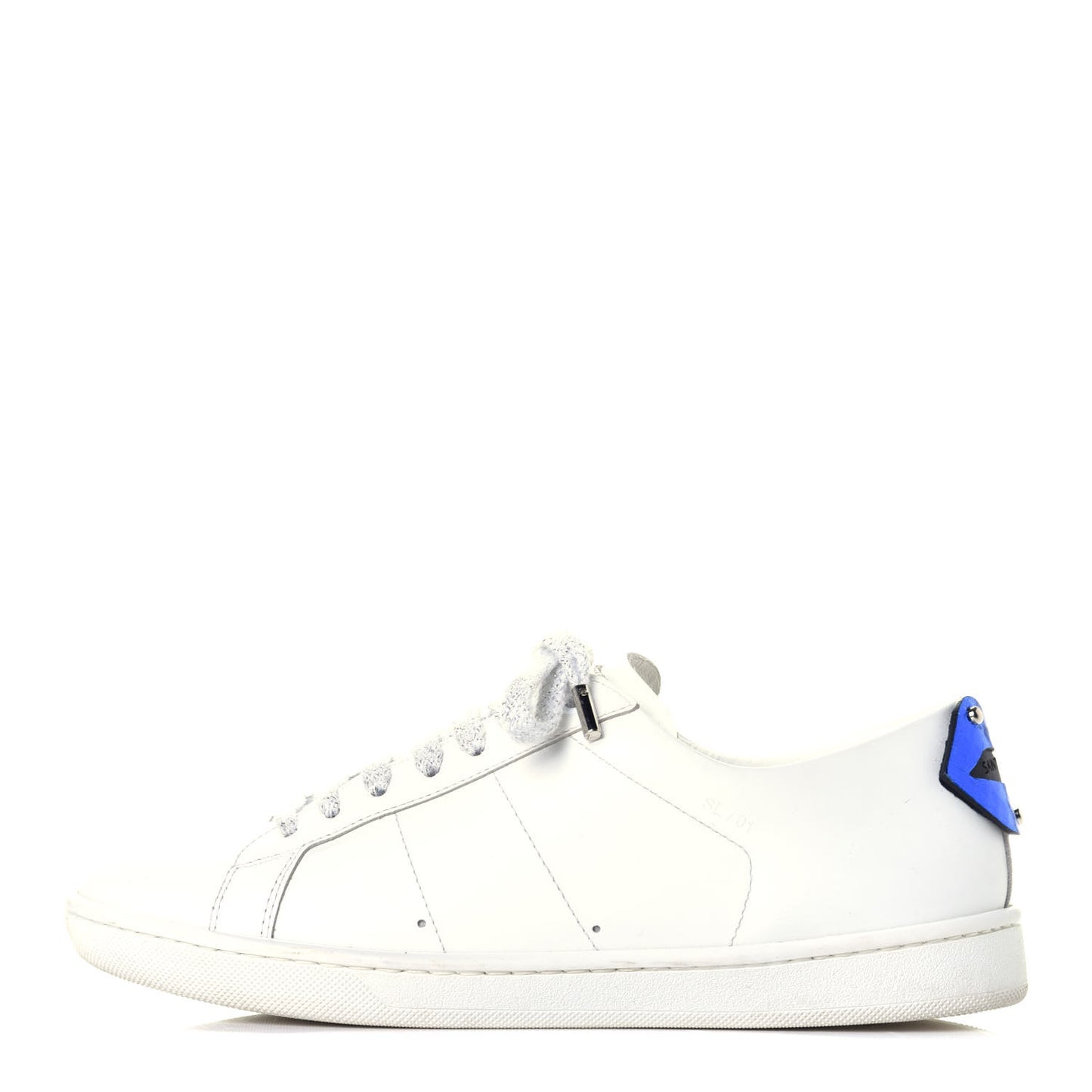 Calfskin Metallic Ayers Signature Court Lips Sneakers 36 Optic White