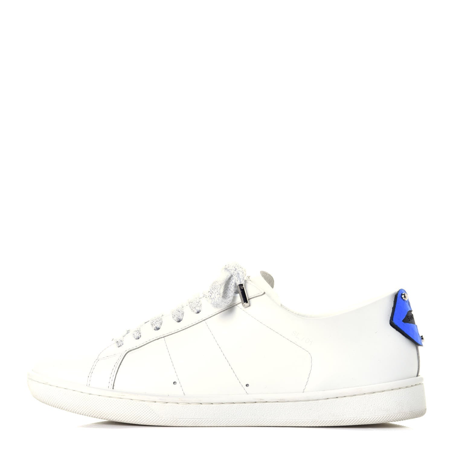 Saint Laurent Calfskin Metallic Ayers Signature Court Lips Sneakers 36 Optic White 1 of 10