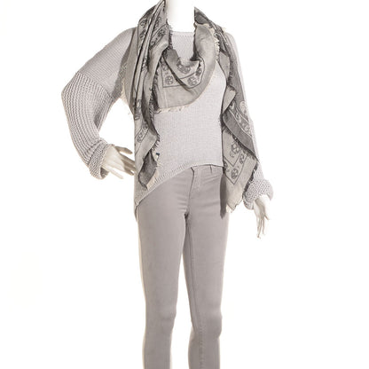 Alexander McQueen Cotton Viscose Skull Shawl Grey 2 of 7