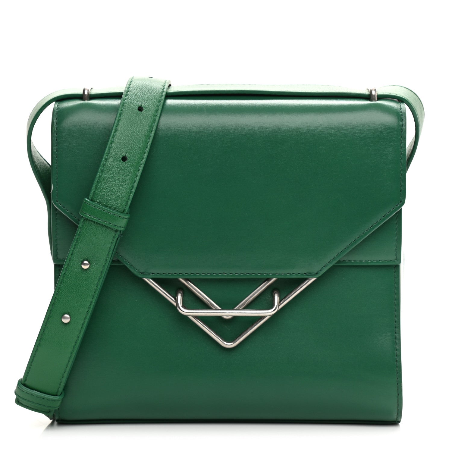 Bottega Veneta Box Calfskin Nappa Clip Bag Racing Green 1 of 16