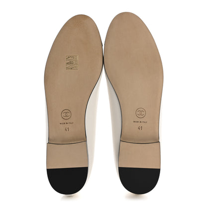 Chanel Lambskin Cap Toe CC Ballerina Flats 41 White Black 6 of 9