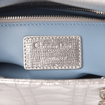 Christian Dior Metallic Grained Calfskin Cannage Small Lucky Badges My Lady Dior Silver 6 of 12