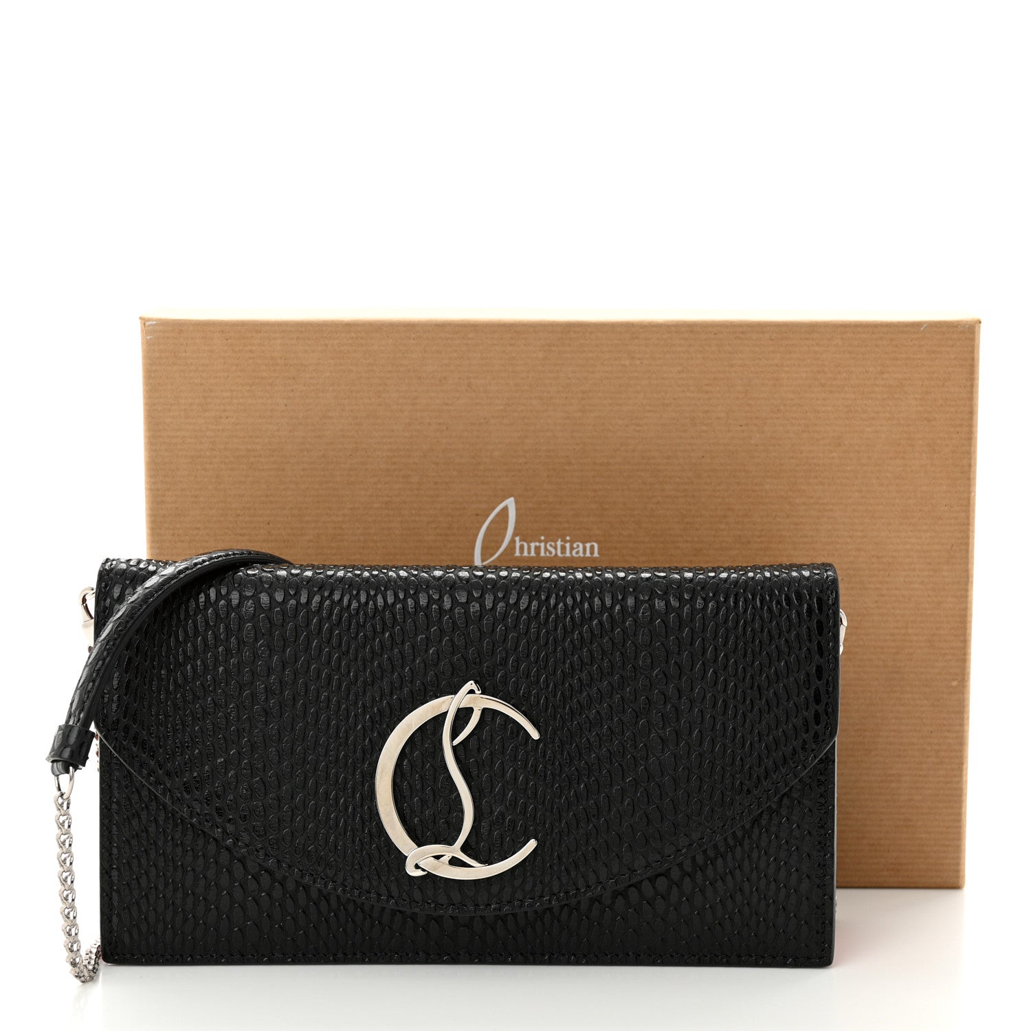 Christian Louboutin Jurassic Calfskin Embossed Loubi54 Crossbody Clutch Black 12 of 12