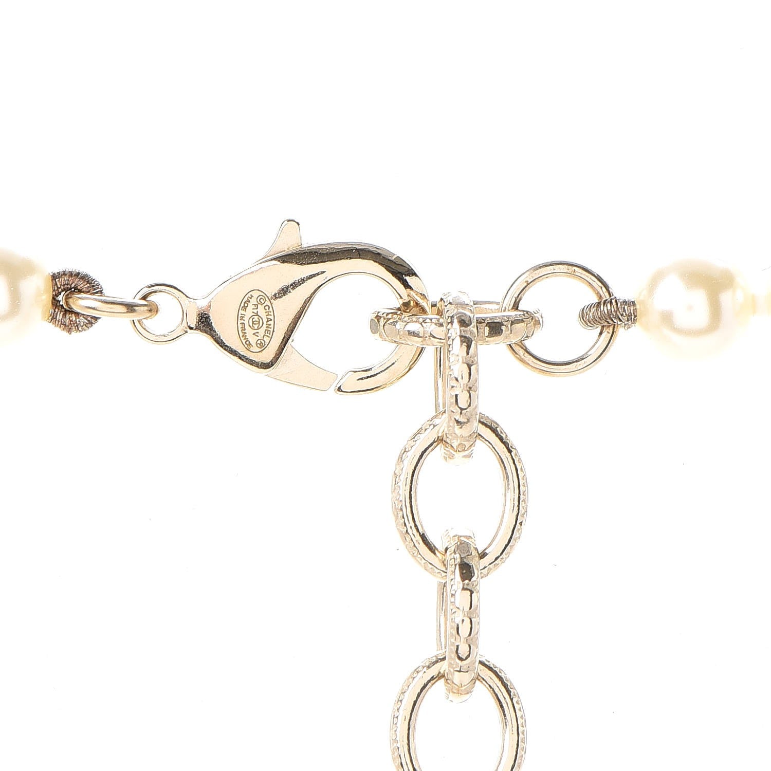 Chanel Graduated Pearl Crystal CC Long Necklace Light Gold 5 of 8