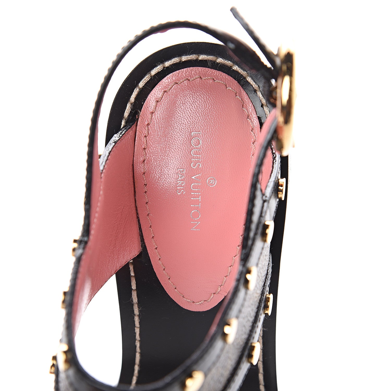 Louis Vuitton Calfskin Monogram Passenger Heeled Sandals 39 Black Rose 5 of 7