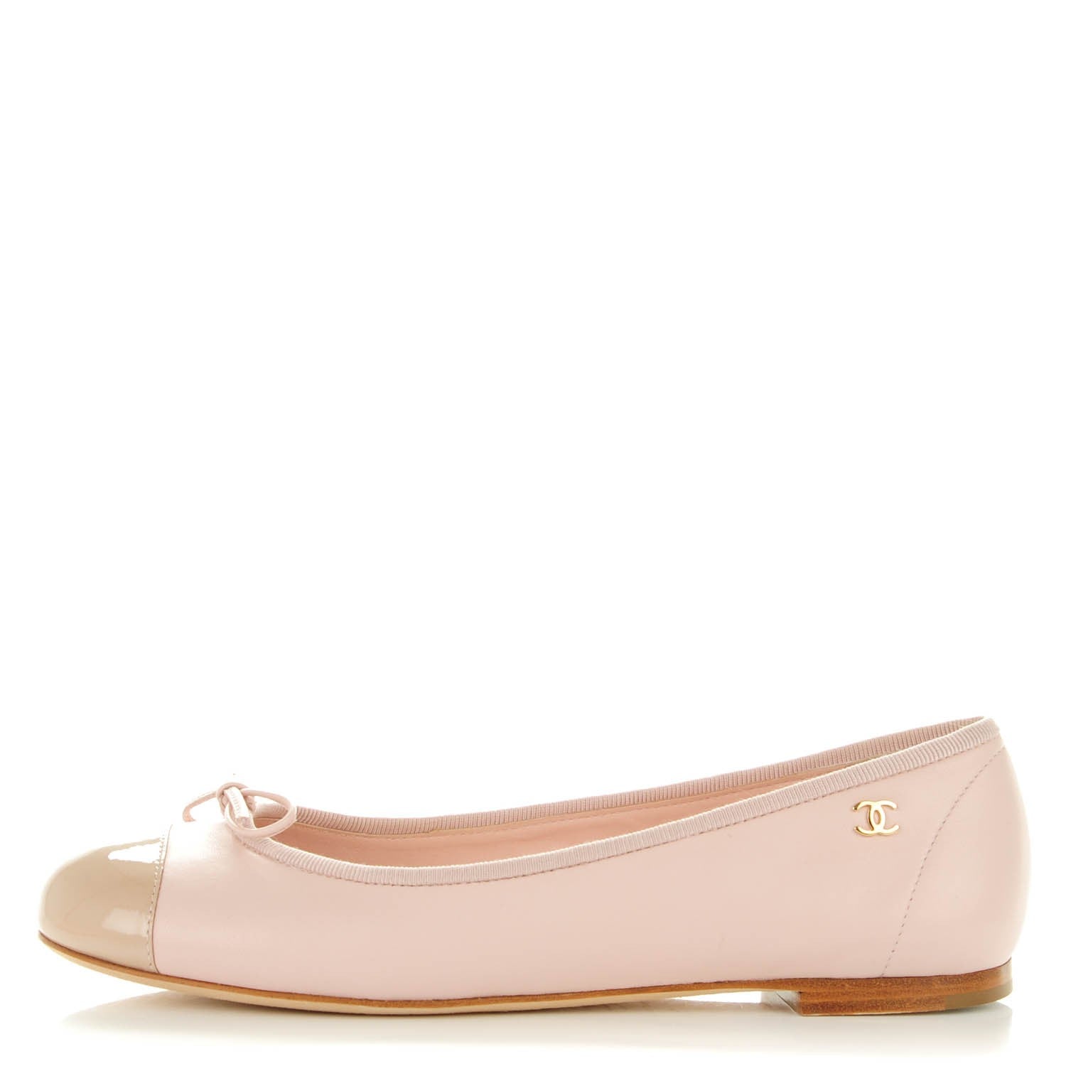 Chanel Lambskin Patent Cap Toe CC Ballerina Flats 35.5 Rose Clair 1 of 8