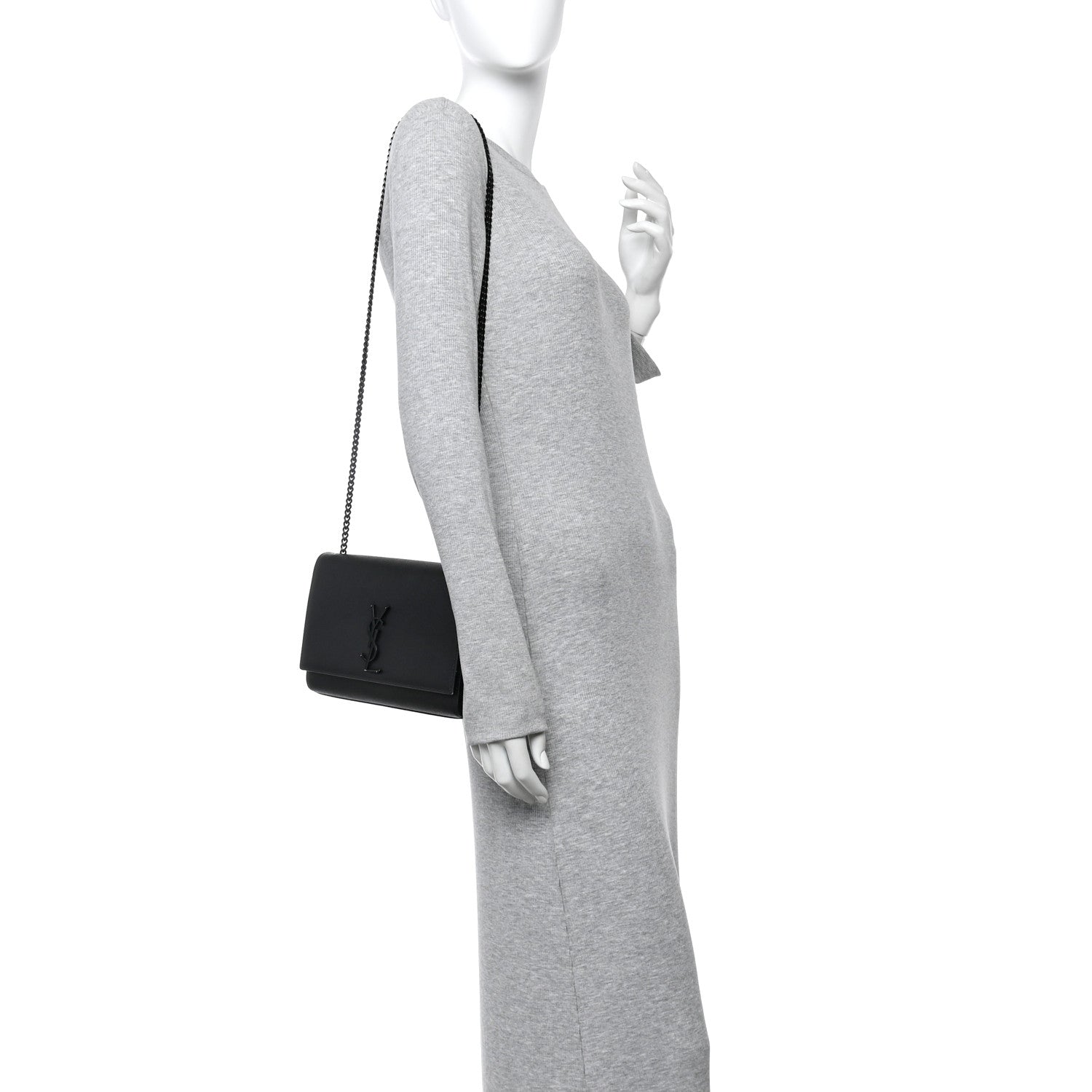 Saint Laurent Grain De Poudre Medium Classic Monogram Monochrome Kate Satchel Black 2 of 14