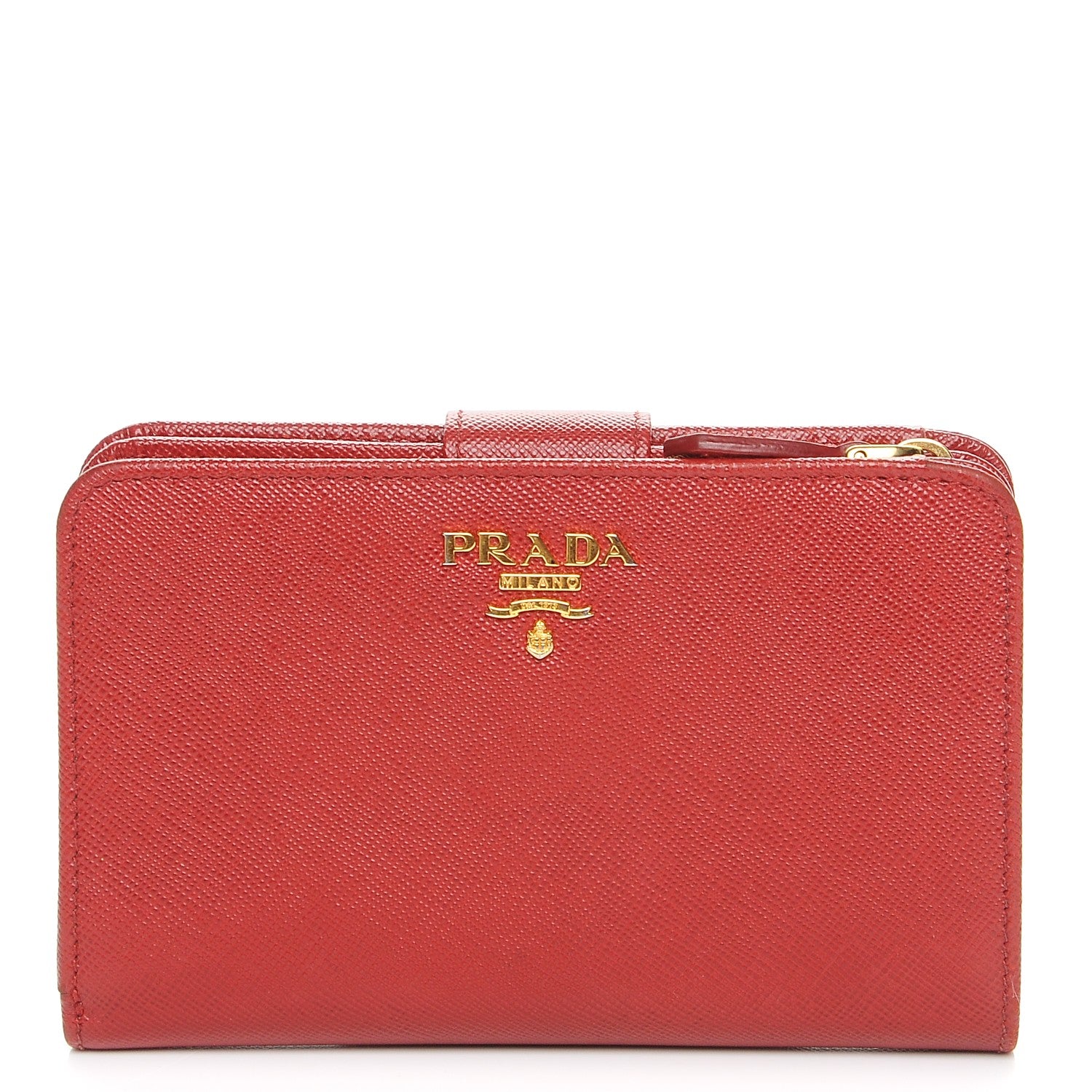Prada Saffiano Metal Compact Wallet Fuoco 1 of 8
