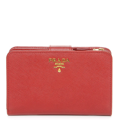 Prada Saffiano Metal Compact Wallet Fuoco 1 of 8
