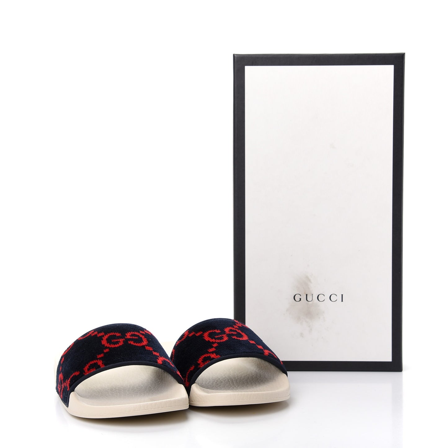 Terry Cloth GG Monogram Slide Sandals 37 Blue Red
