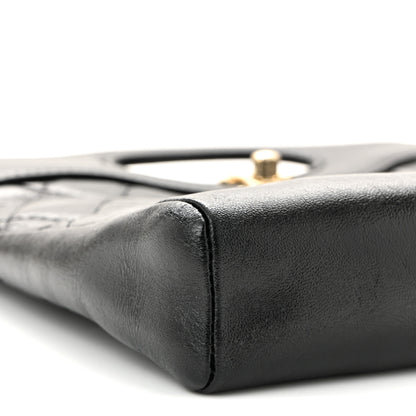Chanel Shiny Crumpled Calfskin Quilted Mini 31 Shopping Bag Black 9 of 11