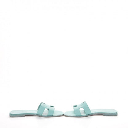 Hermes Epsom Oran Sandals 38.5 Bleu Ciel 5 of 12