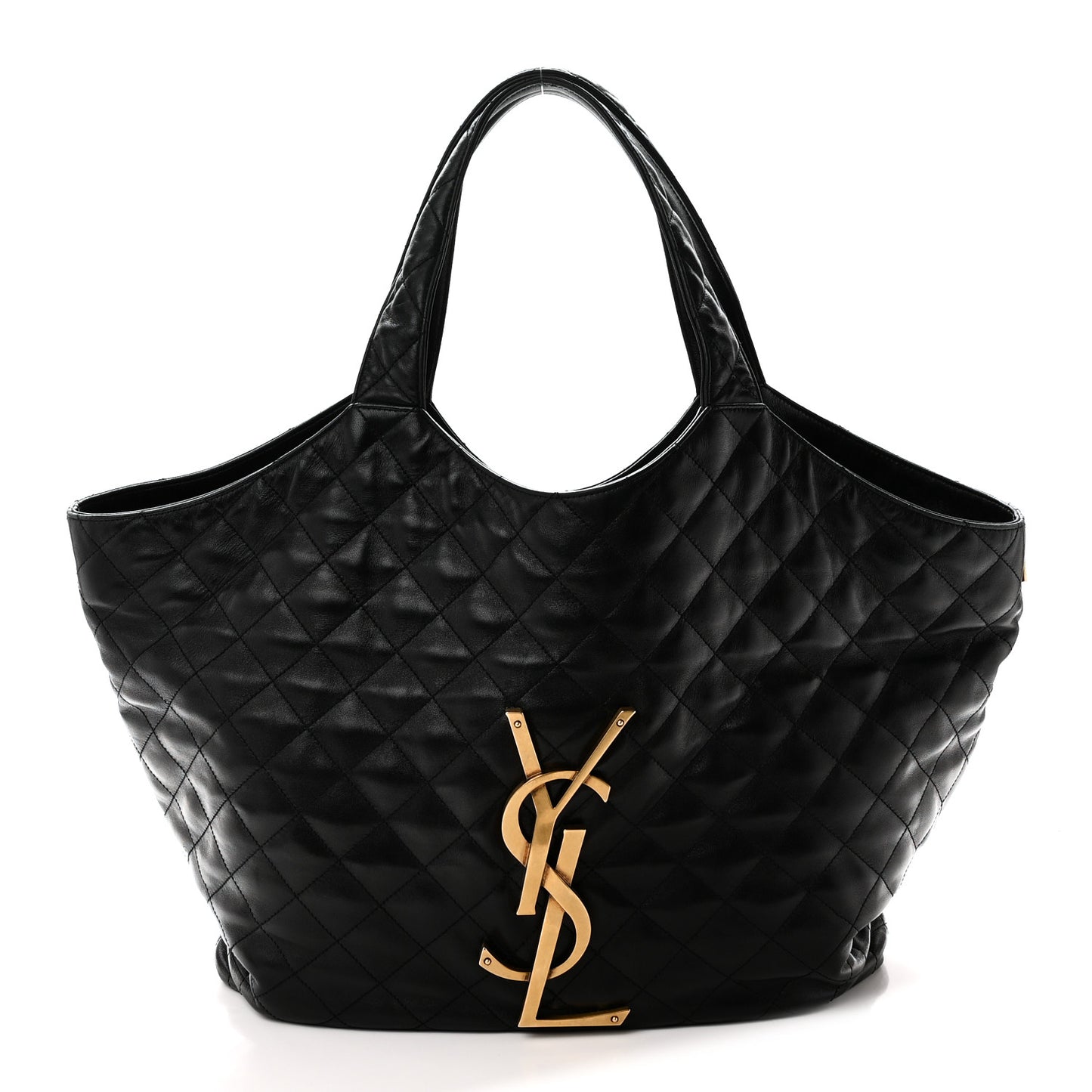Lambskin Quilted Maxi Icare Shopping Tote Black