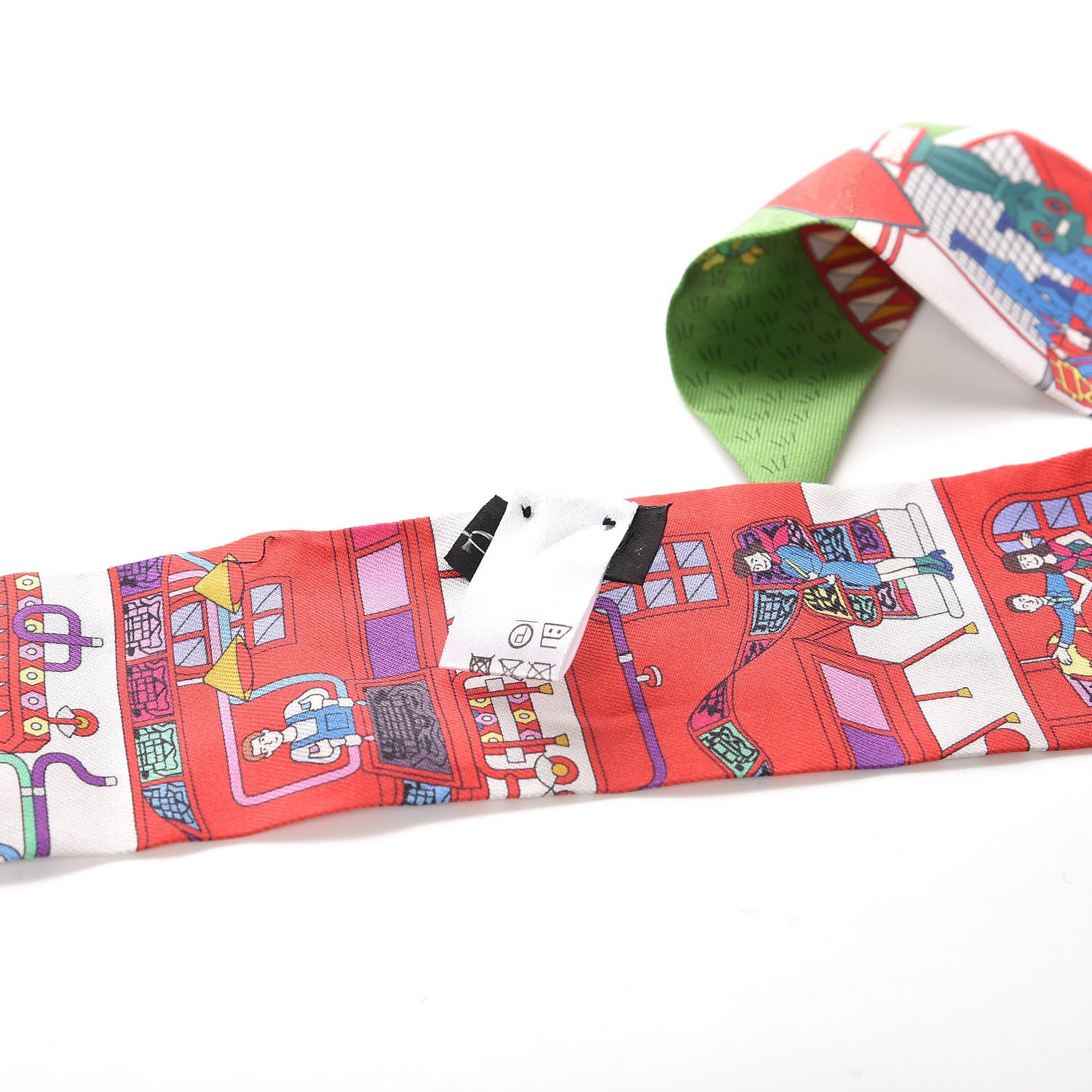 Hermes Silk La Maizeon De Carres Twilly Rouge Vert Blanc 3 of 5