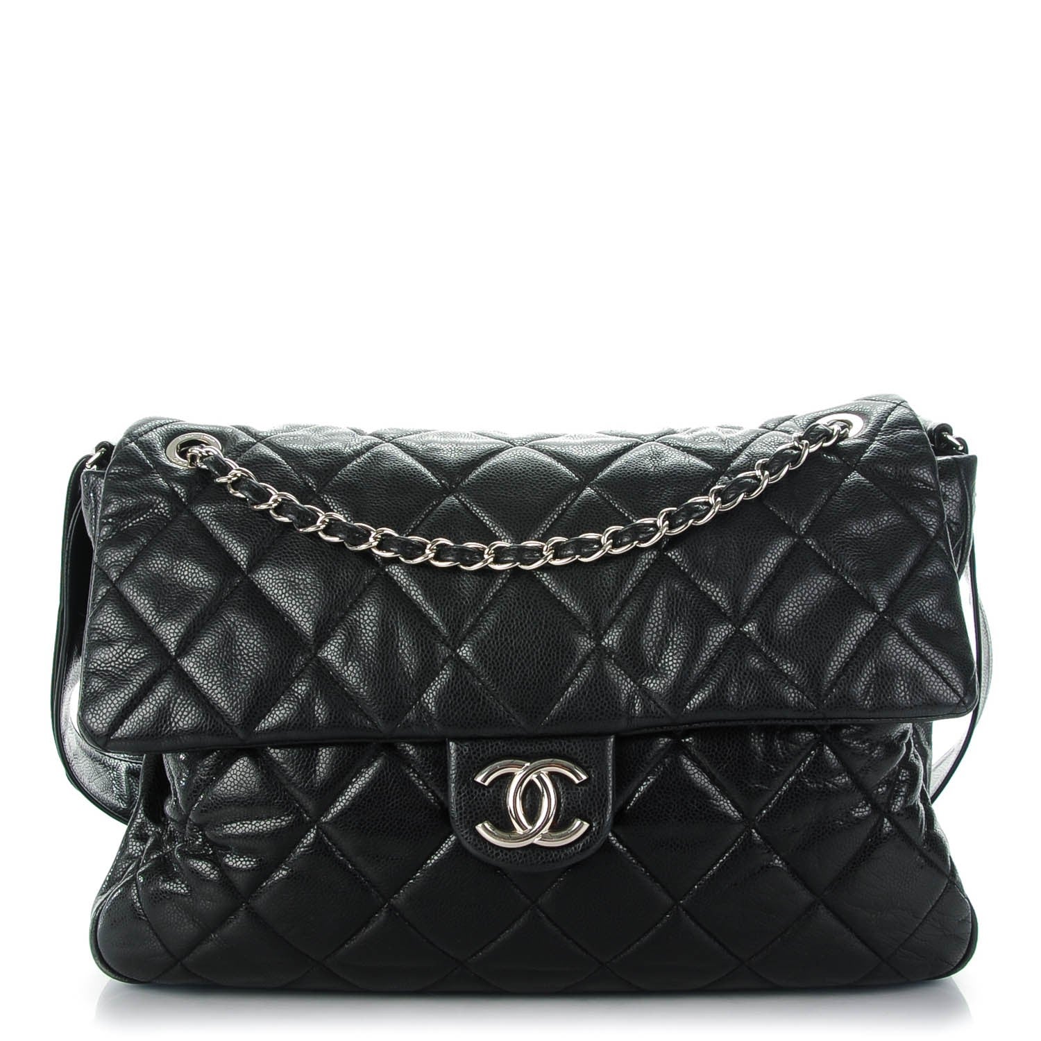 Chanel Caviar Quilted Stretch Spirit Messenger Bag Black 1 of 14