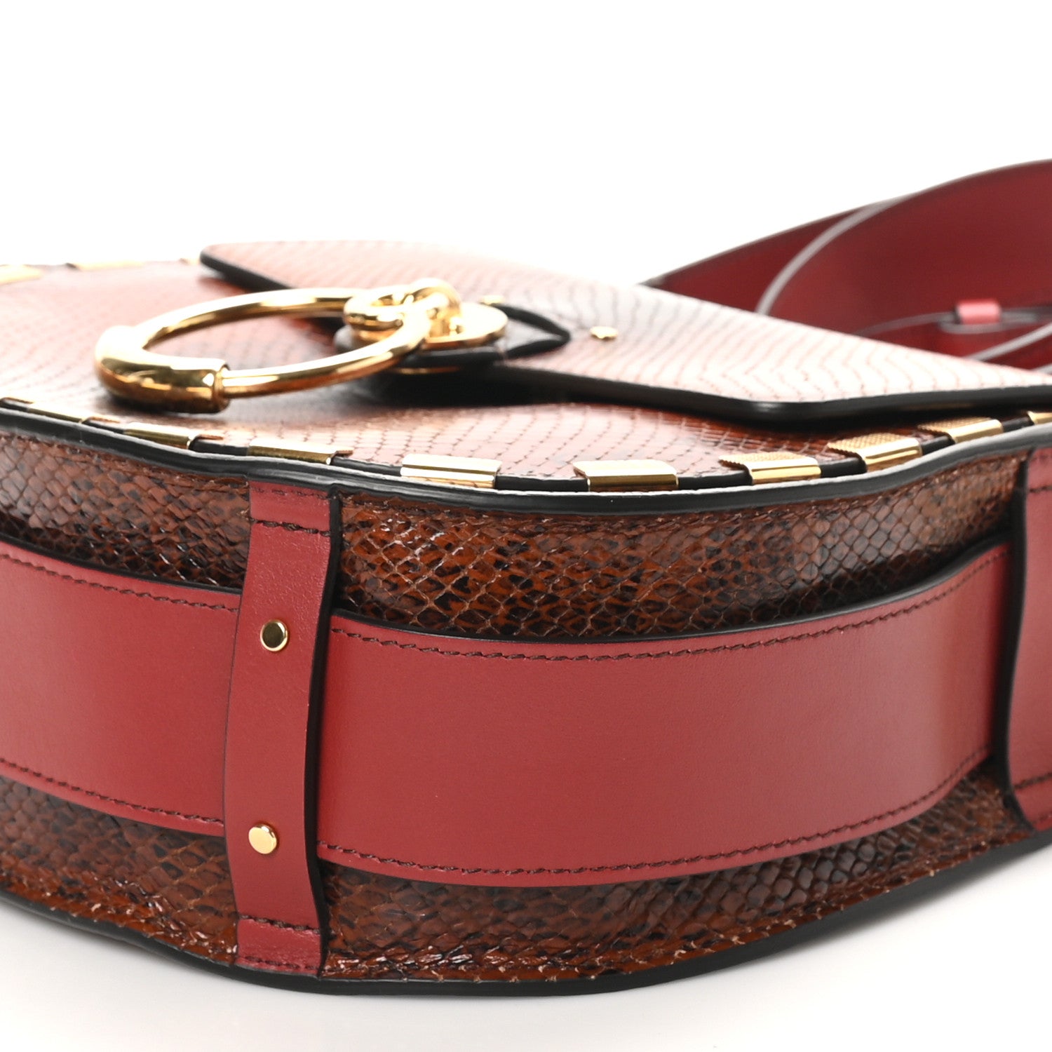 Chloe Calfskin Watersnake Embossed Large Tess Bag Red Black 9 of 9