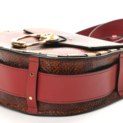 Chloe Calfskin Watersnake Embossed Large Tess Bag Red Black 9 of 9