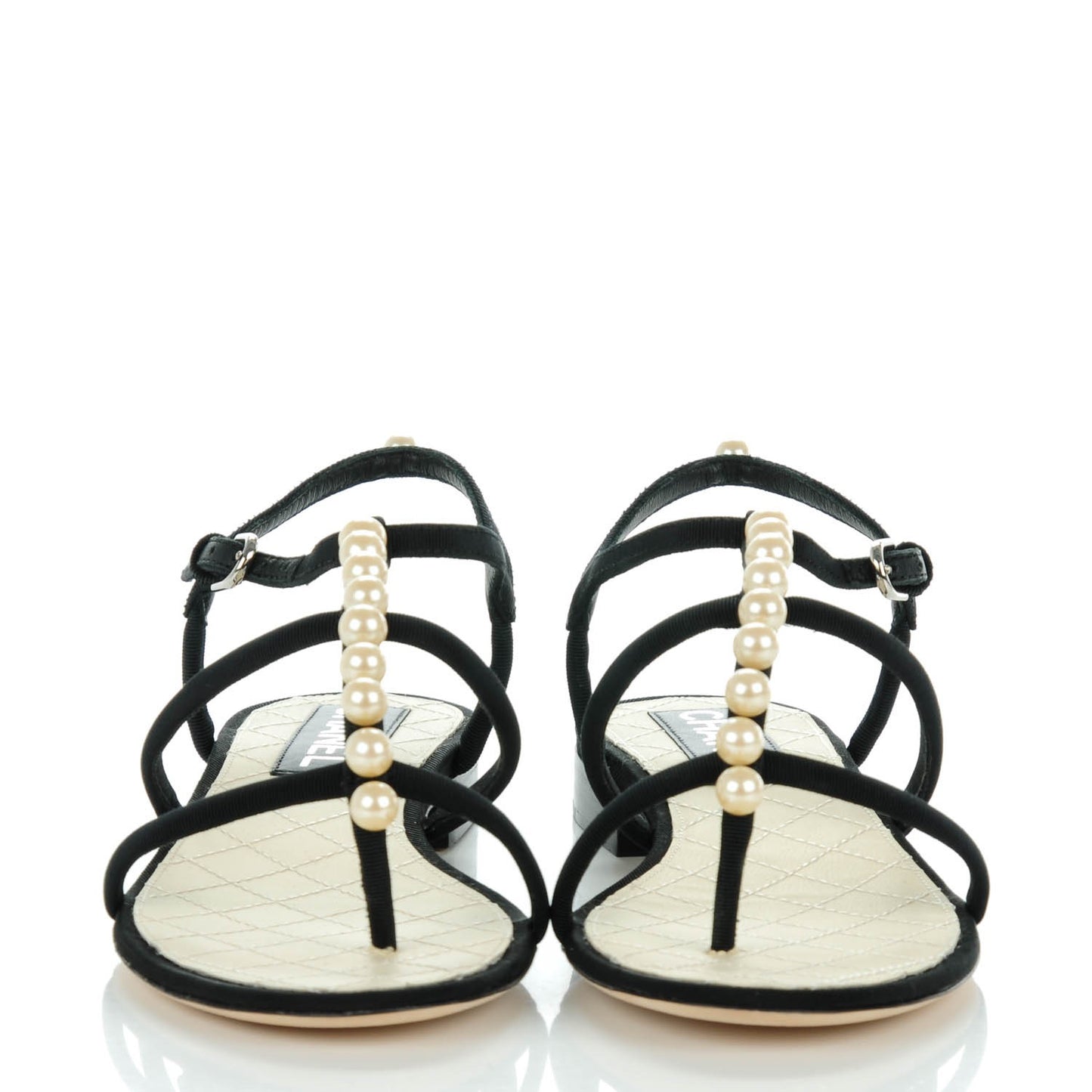 Grosgrain Pearl Sandals 37.5 Black