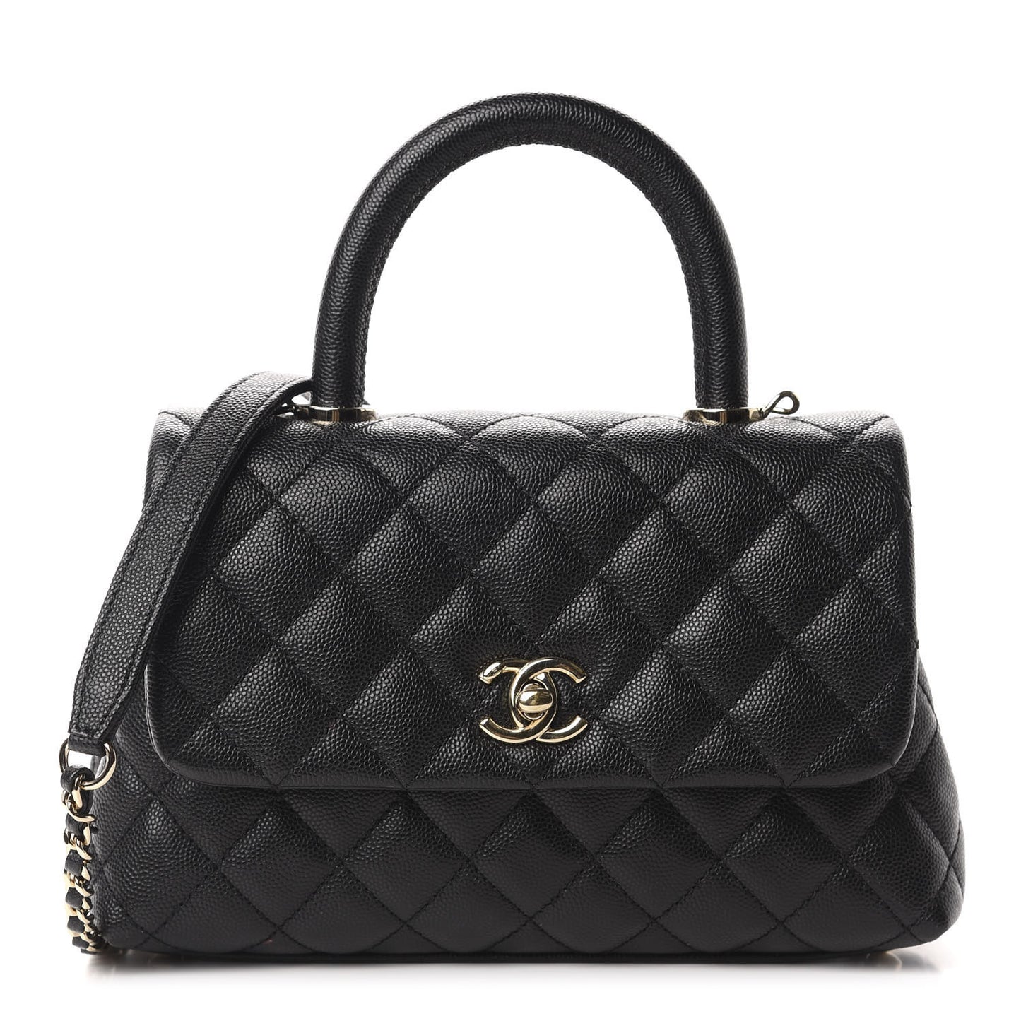 Caviar Quilted Mini Coco Handle Flap Black