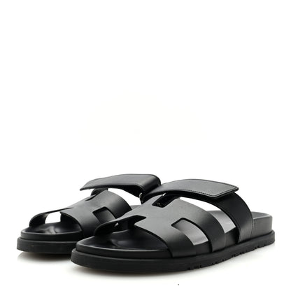 Hermes Calfskin Womens Chypre Sandals 38 Black 2 of 8