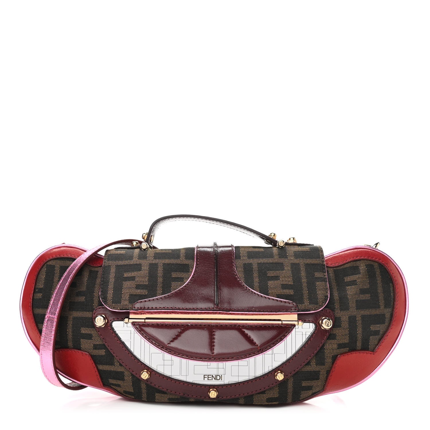 Fendi Zucca Vanity Mirror Clutch Tobacco Pink 1 of 10