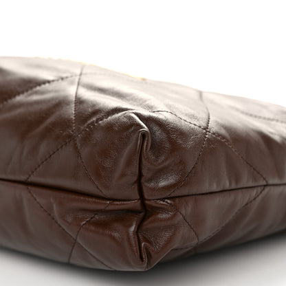 Chanel Shiny Calfskin Quilted Small Chanel 22 Dark Brown 11 of 11