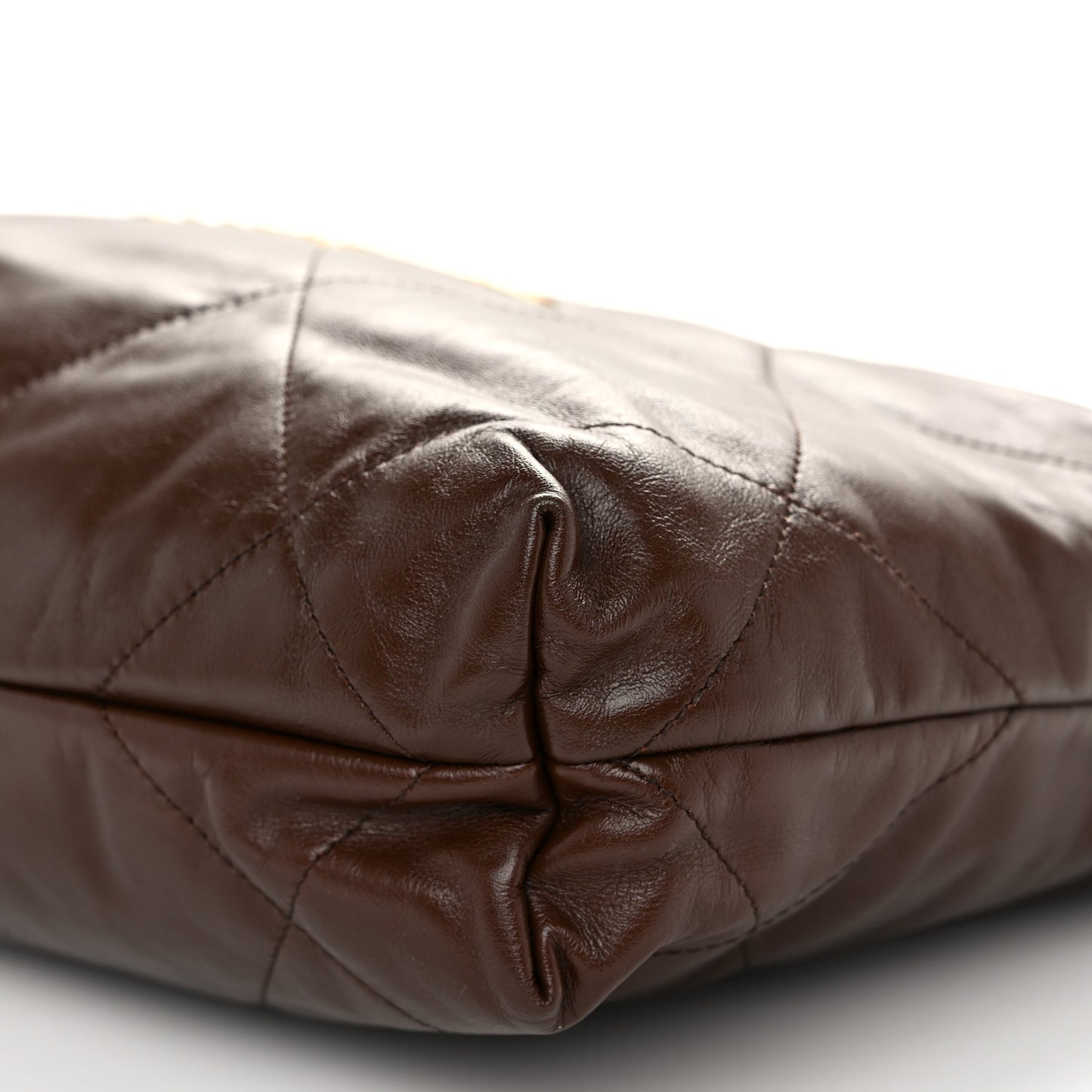 Shiny Calfskin Quilted Small Chanel 22 Dark Brown