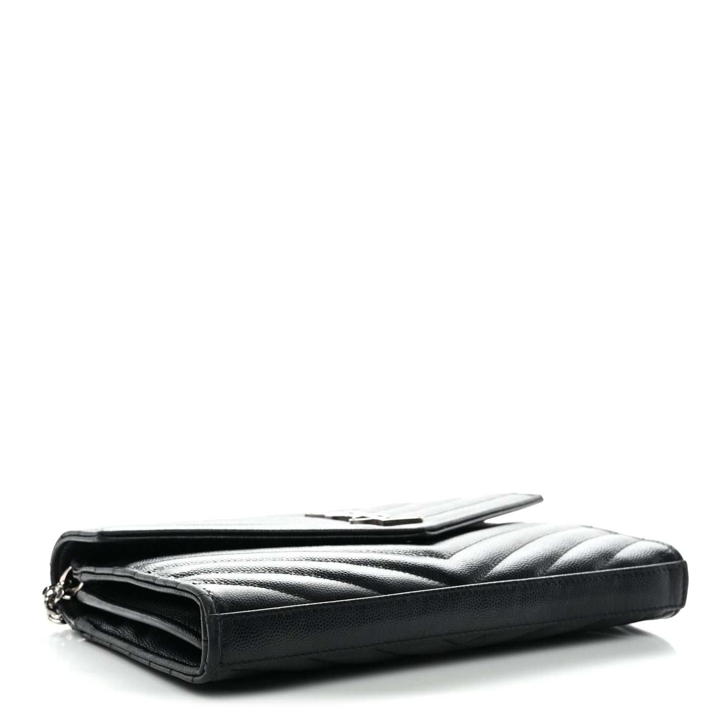 Grain De Poudre Matelasse Chevron Monogram Chain Wallet Black