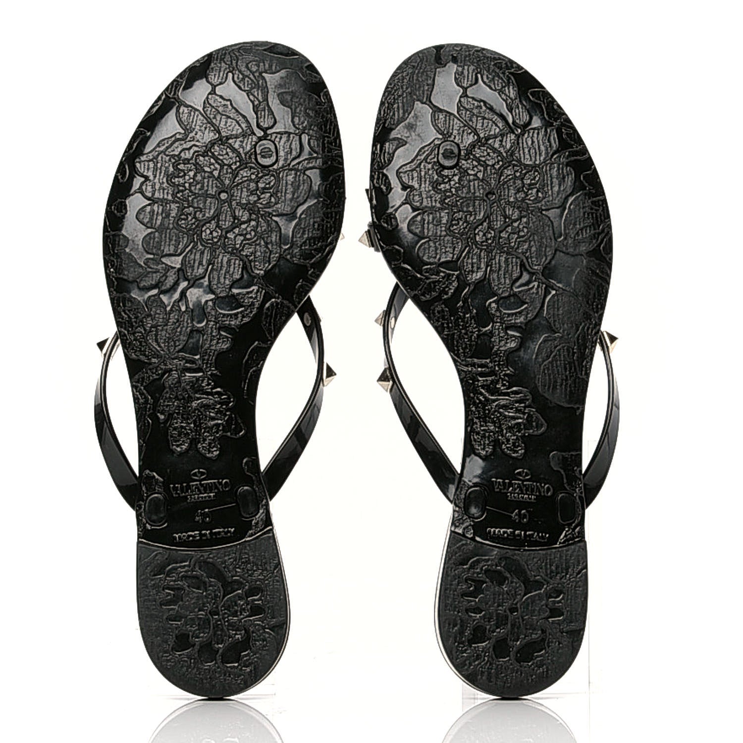 Valentino Garavani PVC Jelly Rockstud Bow Thong Sandals 40 Black 5 of 6