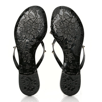 Valentino Garavani PVC Jelly Rockstud Bow Thong Sandals 40 Black 5 of 6