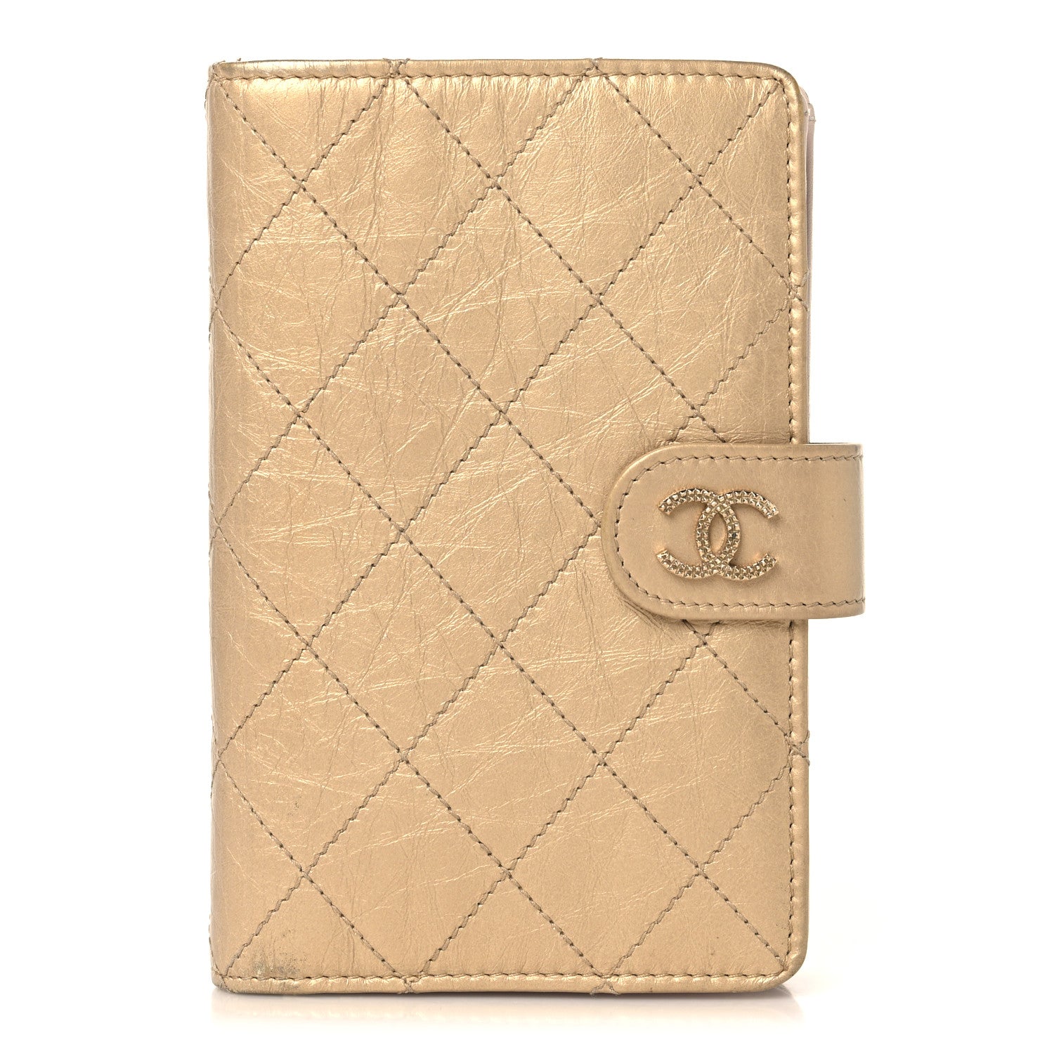 Chanel Metallic Calfskin Quilted Brilliant Zipped Pocket Wallet Gold 1 of 11